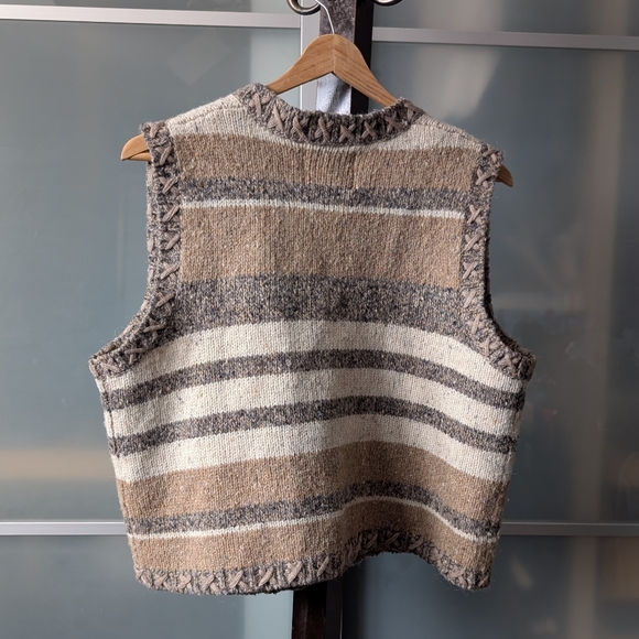 📼 Vintage RD L'equipe Tan, Cream & Gray Wool-blend Vest - Large - Picture 9 of 9